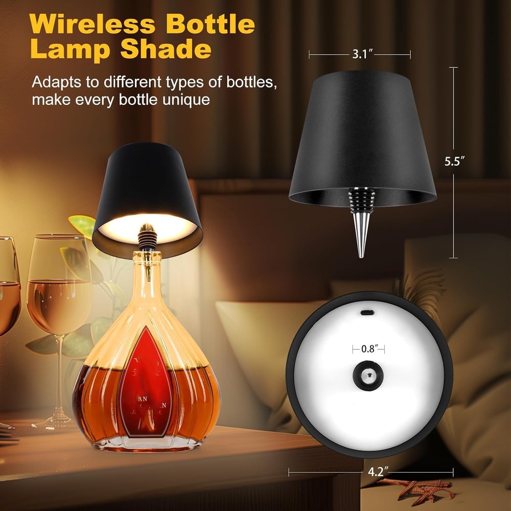 Wireless Bottle Table Lamp Touch Control Night Light With 3 Color Modes Stepless Dimming 2