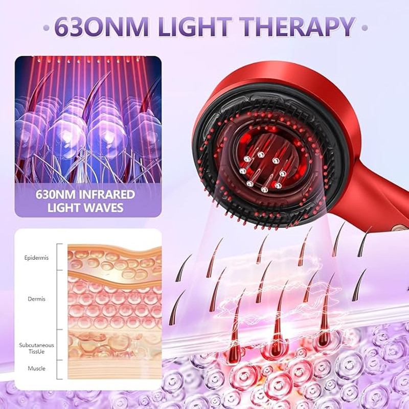 Electric Scalp Massage Comb With Red Light Therapy  Hair Growth Stimulator  Oil Applicator For Anti 0