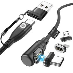 aufu 100w magnetic usb charging cable – 5a fast charge type-c & micro usb magnet cable for iphone, samsung, macbook