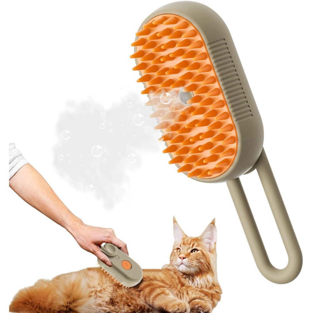 3in1 Steamy Pet Grooming Brush Electric Spray Dog Cat Hair Brush With Massage Detangler Function 5