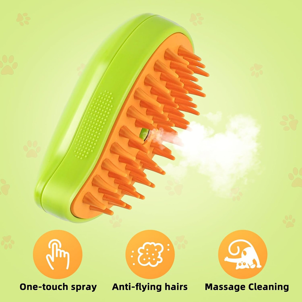 3in1 Steamy Pet Grooming Brush Electric Spray Dog Cat Hair Brush With Massage Detangler Function 2
