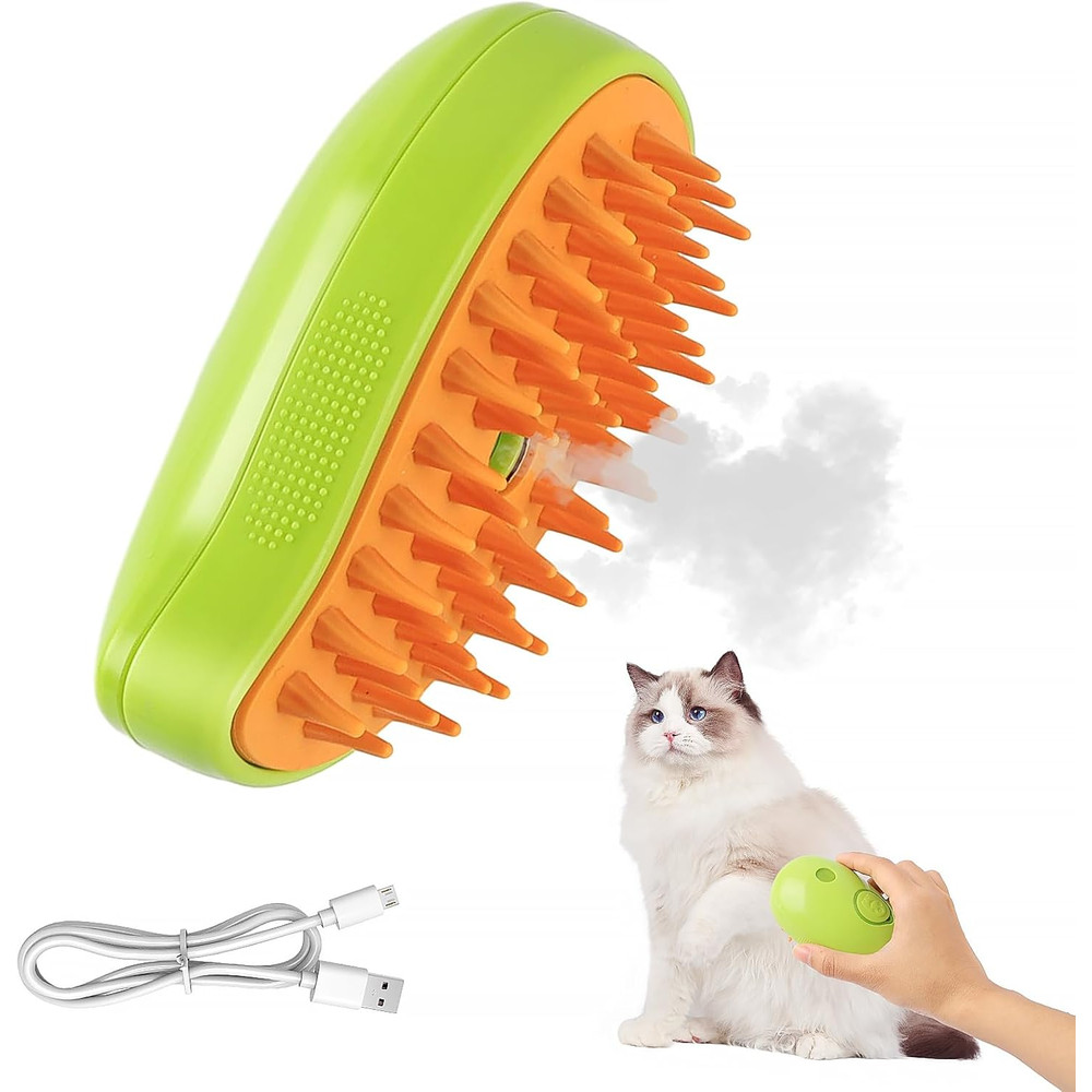 3in1 Steamy Pet Grooming Brush Electric Spray Dog Cat Hair Brush With Massage Detangler Function 6