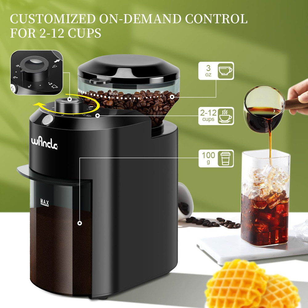 Wancle Electric Burr Coffee Grinder Conical Burr Mill With 28 Grind Settings For Espresso To Frenc 5