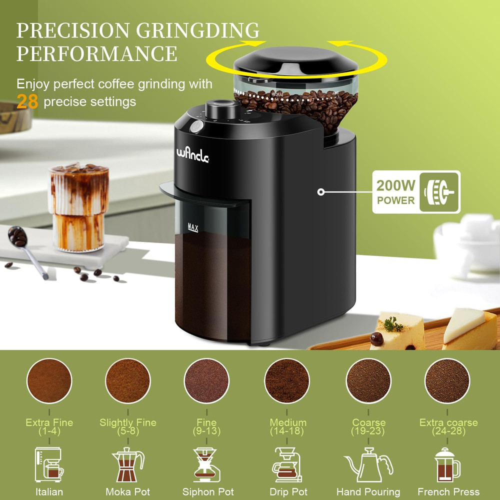 Wancle Electric Burr Coffee Grinder Conical Burr Mill With 28 Grind Settings For Espresso To Frenc 1