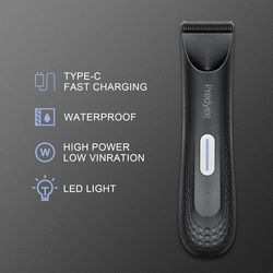 electric groin & body hair trimmer for men – waterproof groomer with replaceable ceramic blade
