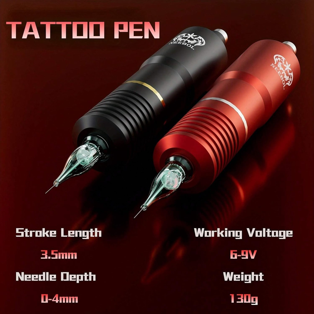 Neebol Wireless Tattoo Kit  Complete Cordless Tattoo Pen With LED Display  1500mAh Battery For Begi 7