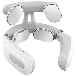 4d neck massage machine with heat – cervical spine massager with vibration, hot compress & breathing light therapy