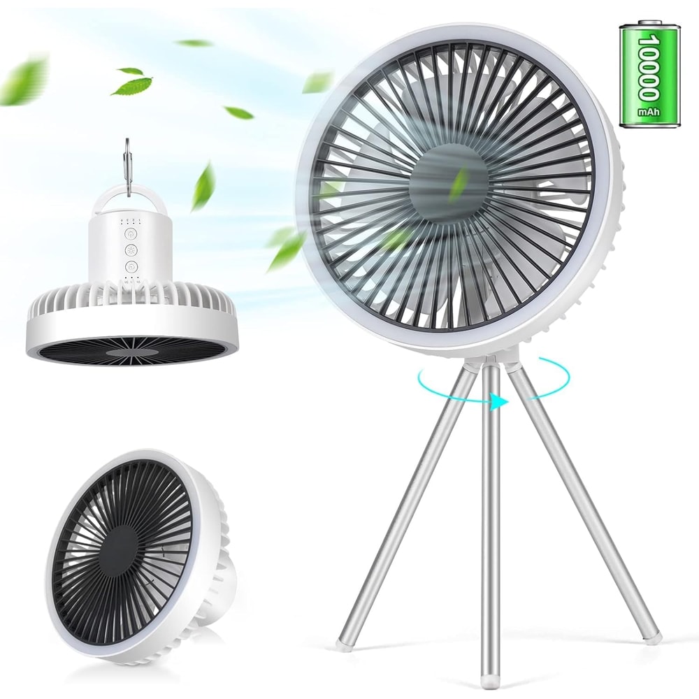 Portable Camping Fan With LED Power Bank 4000mAh10000mAh Rechargeable Wireless Fan For Desk Tent 7