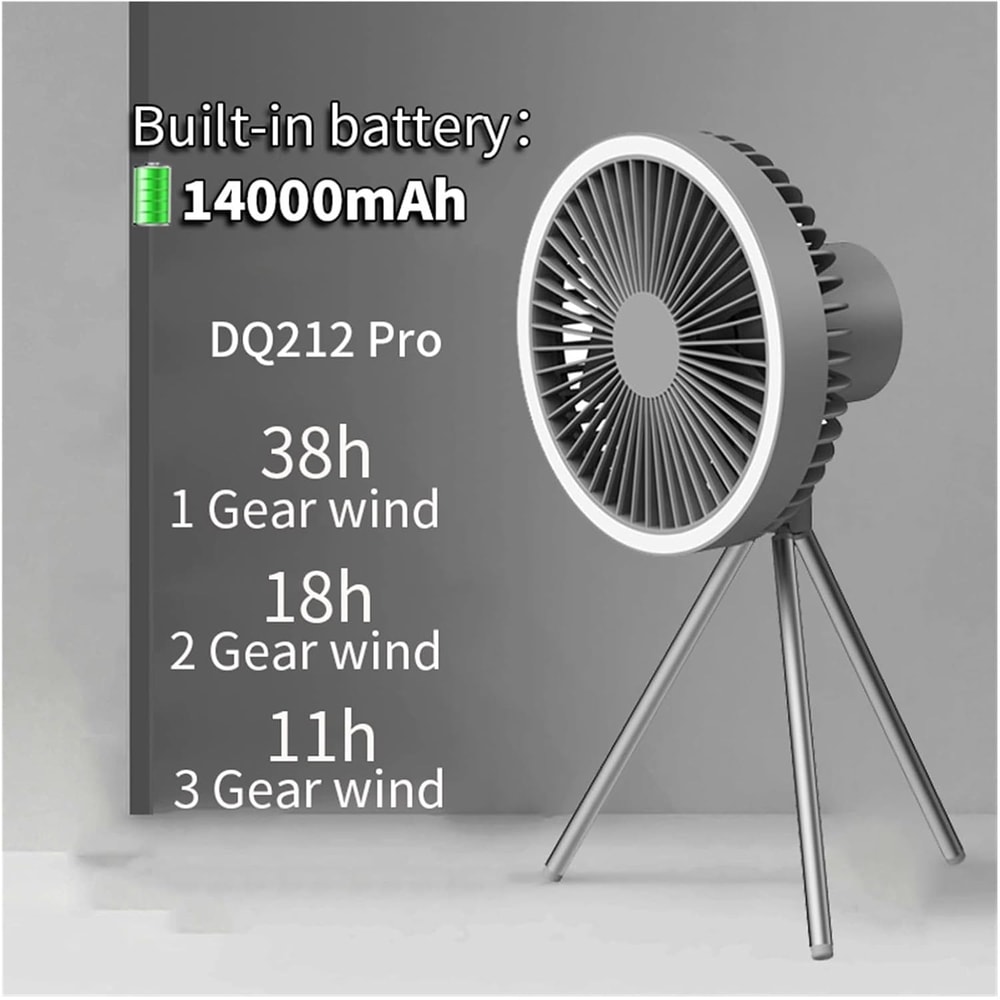 Portable Camping Fan With LED Power Bank 4000mAh10000mAh Rechargeable Wireless Fan For Desk Tent 2