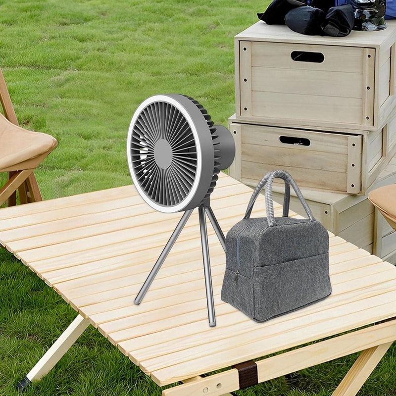 Portable Camping Fan With LED Power Bank 4000mAh10000mAh Rechargeable Wireless Fan For Desk Tent 8