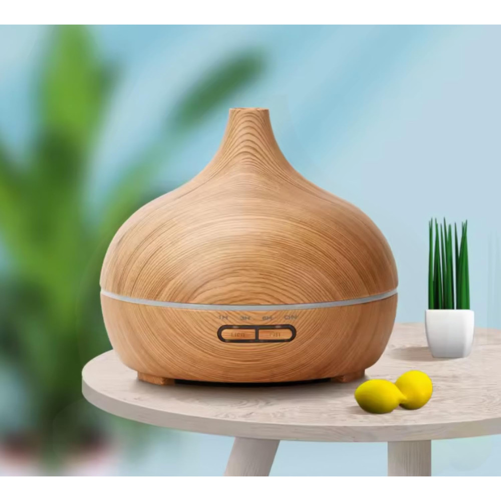 500ml Ultrasonic Essential Oil Diffuser  Wood Grain Aroma Humidifier With Remote Control  7Color LE 2