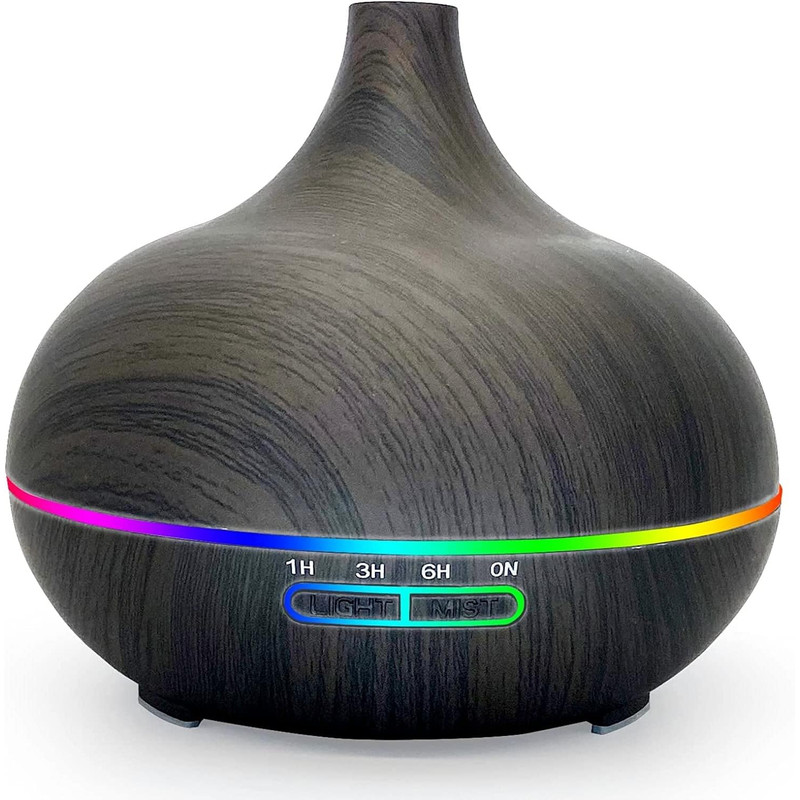 500ml Ultrasonic Essential Oil Diffuser  Wood Grain Aroma Humidifier With Remote Control  7Color LE 9
