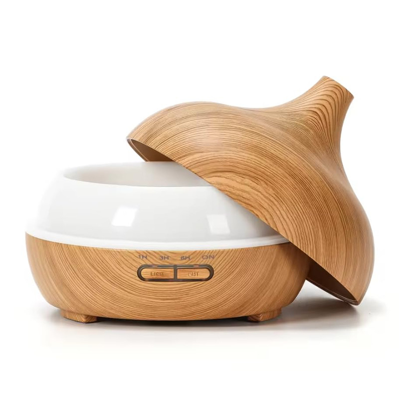 500ml Ultrasonic Essential Oil Diffuser  Wood Grain Aroma Humidifier With Remote Control  7Color LE 8