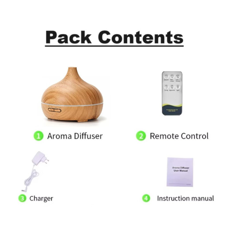 500ml Ultrasonic Essential Oil Diffuser  Wood Grain Aroma Humidifier With Remote Control  7Color LE 7