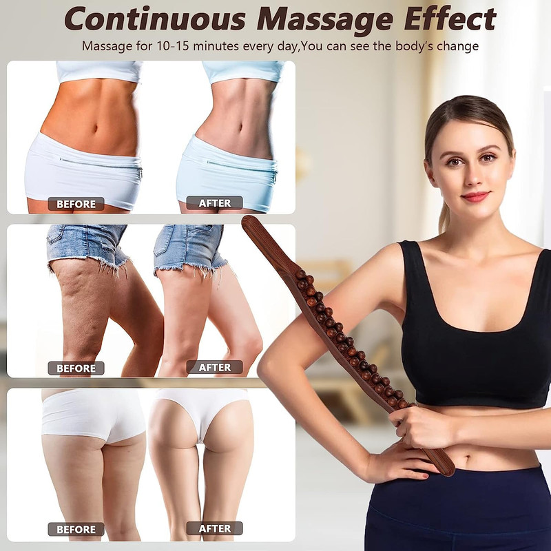 Beech Wood Guasha Scraping Stick  820Bead Universal Back  Abdominal Massager For Tendon Relaxation  6