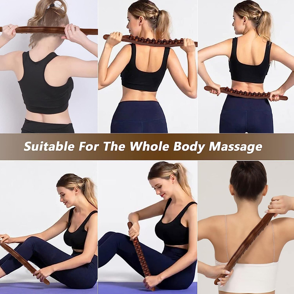 Beech Wood Guasha Scraping Stick  820Bead Universal Back  Abdominal Massager For Tendon Relaxation  7