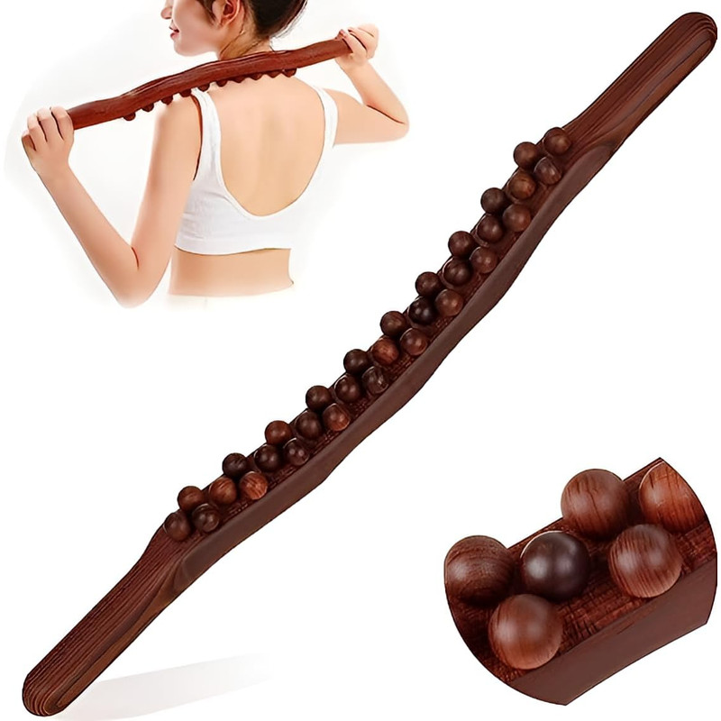 Beech Wood Guasha Scraping Stick  820Bead Universal Back  Abdominal Massager For Tendon Relaxation  0