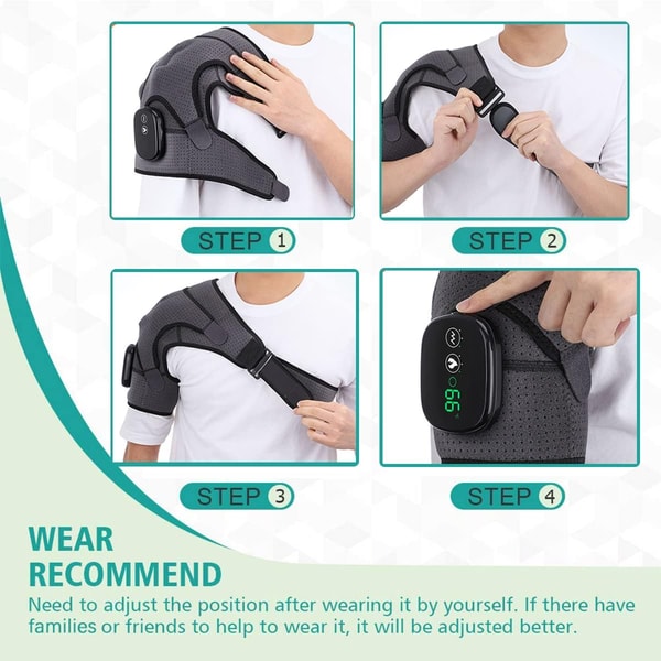 Electric Heated Shoulder Massager Vibration Support Belt With Adjustable Heat Compression Therapy 5
