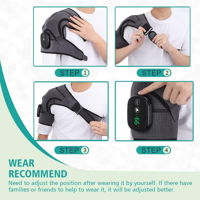 Electric Heated Shoulder Massager Vibration Support Belt With Adjustable Heat Compression Therapy 5