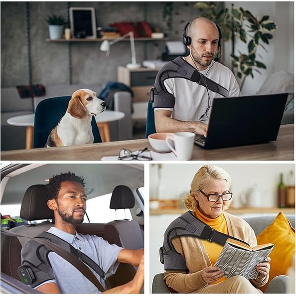 Electric Heated Shoulder Massager Vibration Support Belt With Adjustable Heat Compression Therapy 7