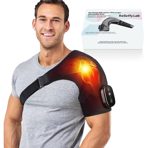 Electric Heated Shoulder Massager Vibration Support Belt With Adjustable Heat Compression Therapy 9