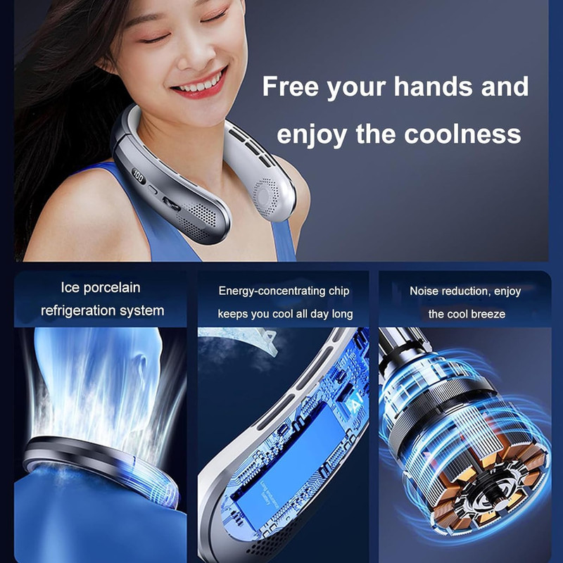 Xiaomi Bladeless Neck Fan  8000mAh Portable Rechargeable Hanging Fan With LED Display  Silent Airfl 2