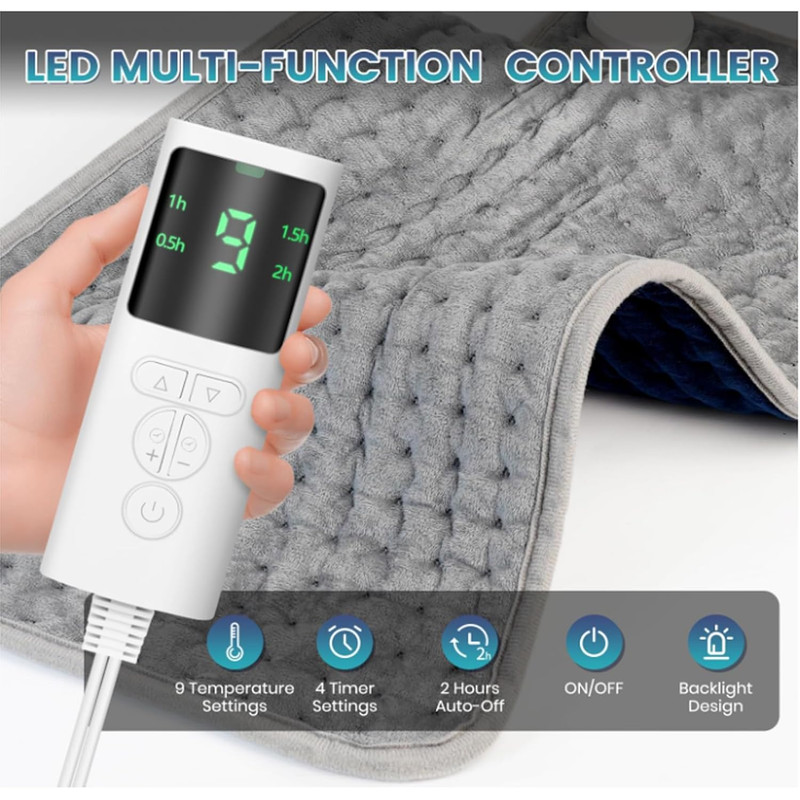 Electric Heating Pad Blanket  9Level Adjustable Heat With 4 Mode Timer For Neck Shoulder Back  Leg  3
