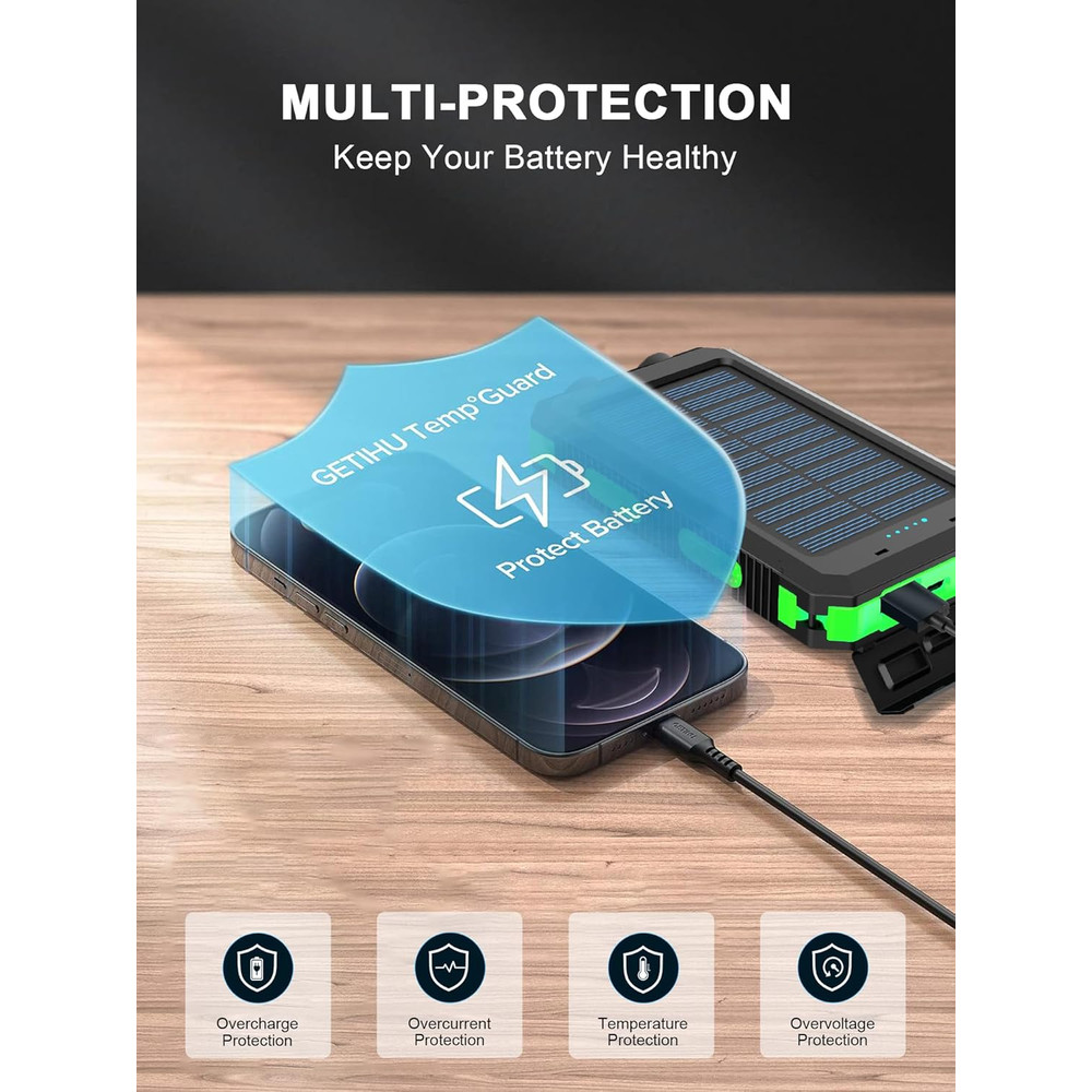 38800mAh Waterproof Solar Power Bank Dual USB Outdoor Mobile Charger For Camping  Travel 4