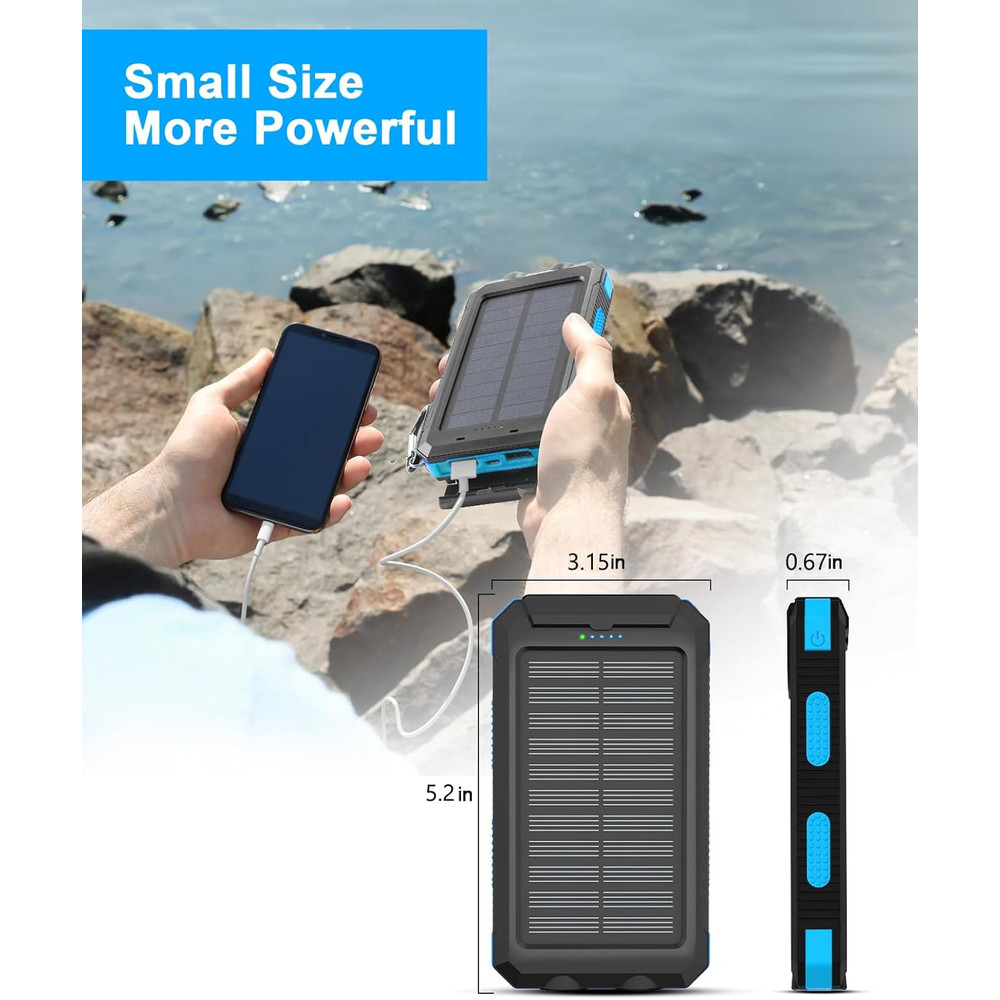 38800mAh Waterproof Solar Power Bank Dual USB Outdoor Mobile Charger For Camping  Travel 8