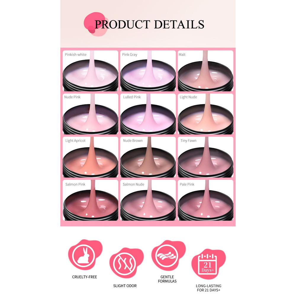 UR Sugar Deluxe Builder Gel Kit Nude  Clear Hard Extension Gel For Strong Salon Nails 2