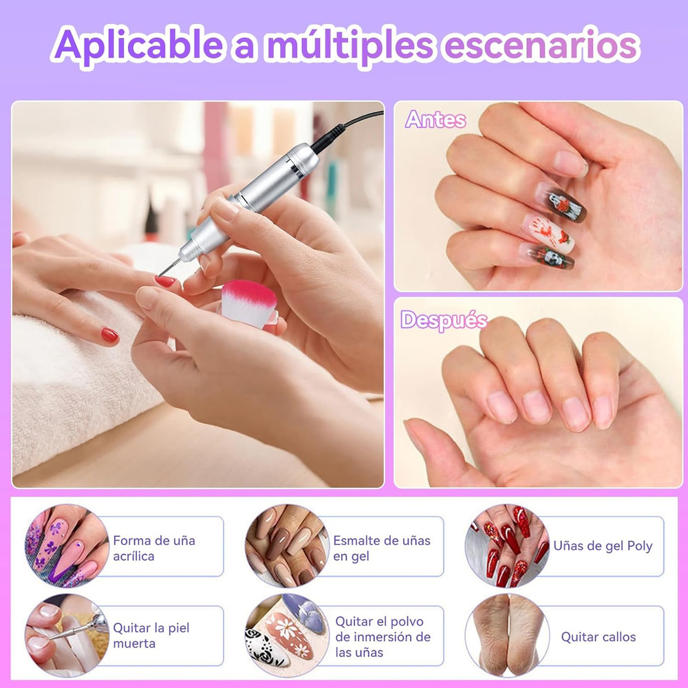 ProPower 45000RPM Rechargeable Electric Nail Drill Kit Portable Nail File Machine For Salon Quality 2