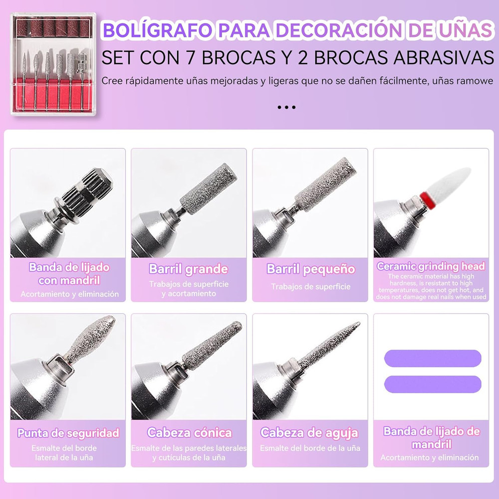 ProPower 45000RPM Rechargeable Electric Nail Drill Kit Portable Nail File Machine For Salon Quality 5