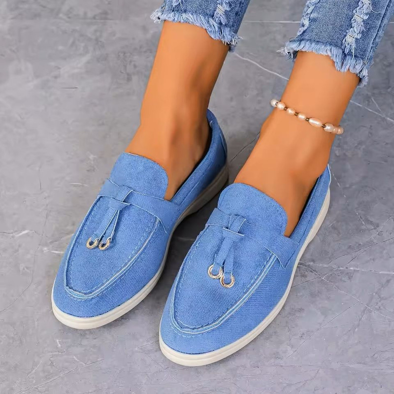 Lefu Womens Soft Leather Retro Lazy Step On Flats 9
