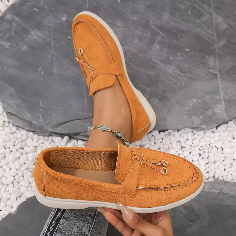 Lefu Womens Soft Leather Retro Lazy Step On Flats 15
