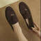 Lefu Womens Soft Leather Retro Lazy Step On Flats 18