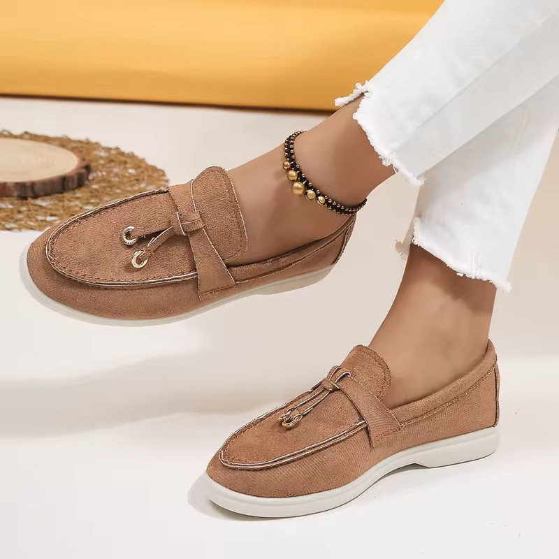 Lefu Womens Soft Leather Retro Lazy Step On Flats 19