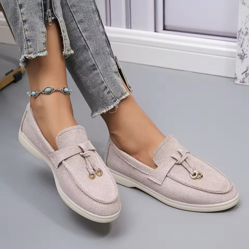 Lefu Womens Soft Leather Retro Lazy Step On Flats 5
