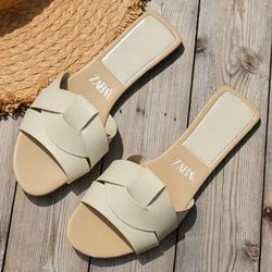 wovencomfort women woven flat slippers