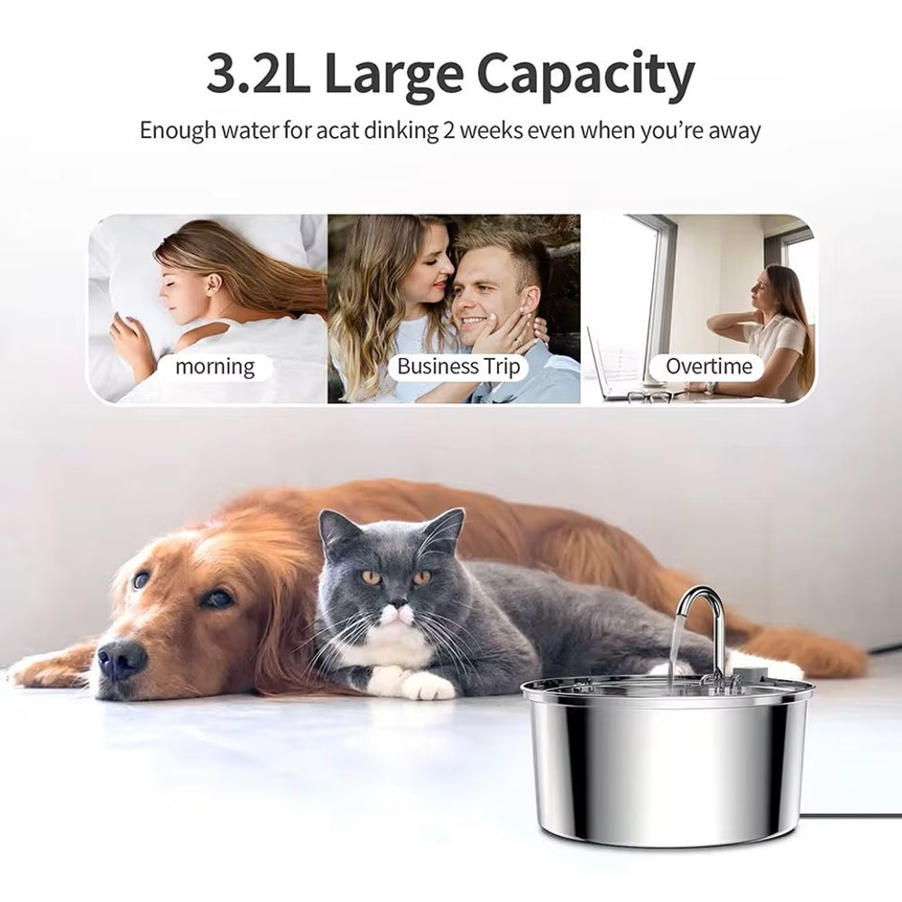 SmartFlow Stainless Steel Automatic Pet Water Fountain 5