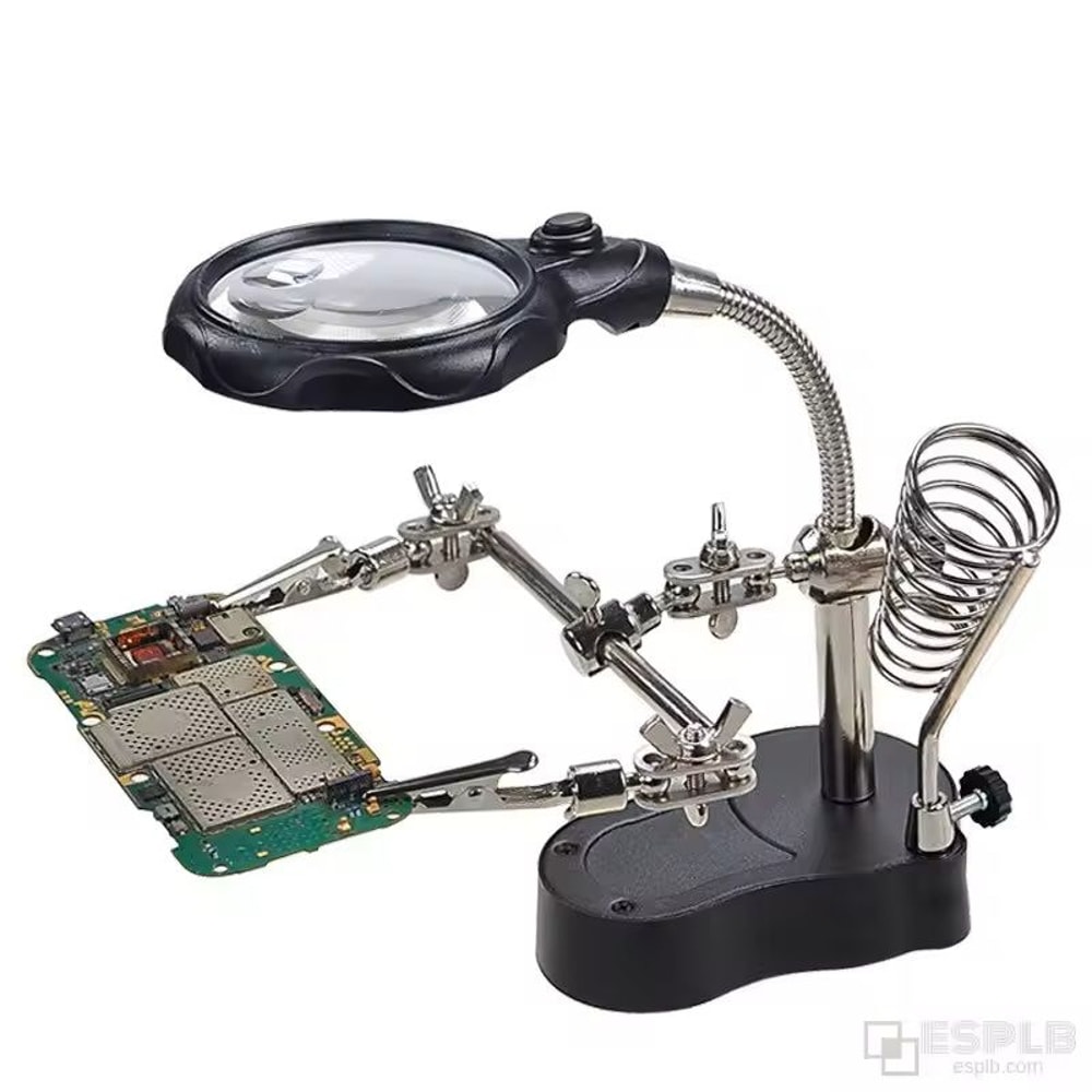Helping Hands Soldering Magnifier Stand With 35X And 12X LED Clips 1