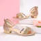 Womens Gold And Silver Low Heel Open Toe Sandals 7