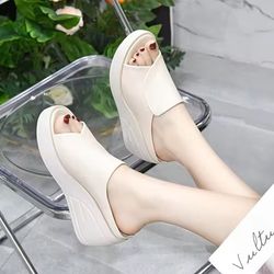 women sandals black wedge platform orthopedic open toe slides