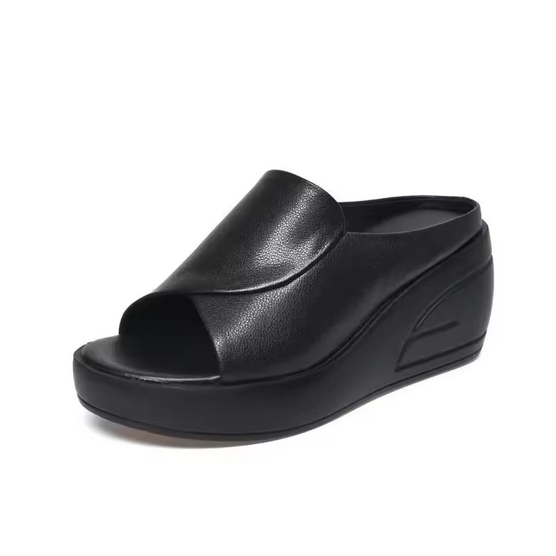 Women Sandals Black Wedge Platform Orthopedic Open Toe Slides 5