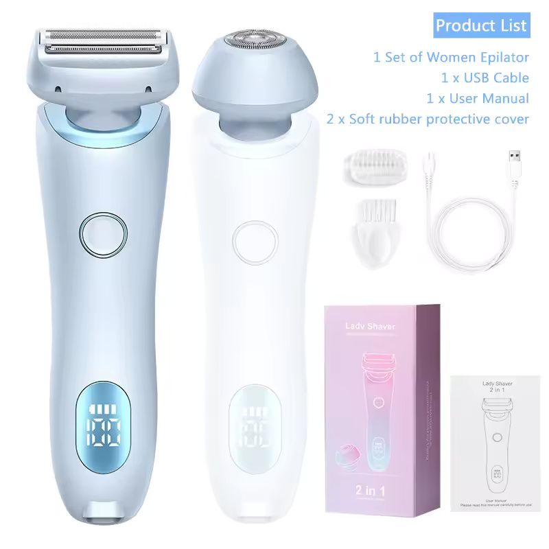 Portable Waterproof 2 In 1 Women Electric Shaver And Bikini Trimmer 6