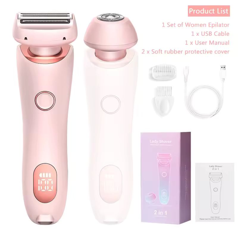 Portable Waterproof 2 In 1 Women Electric Shaver And Bikini Trimmer 7