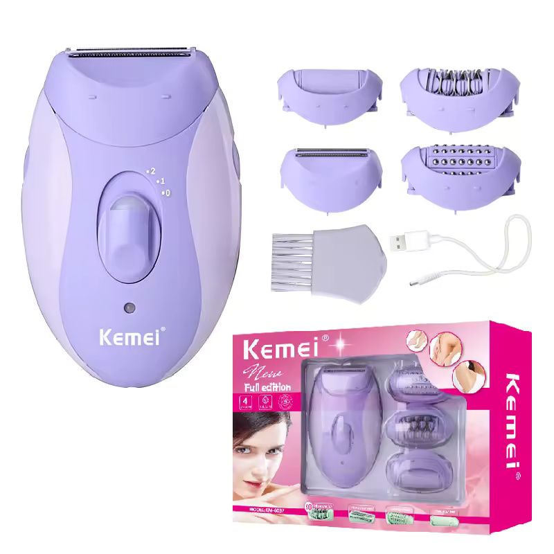 Kemei 4 In 1 Rechargeable Womens Epilator And Electric Shaver 7