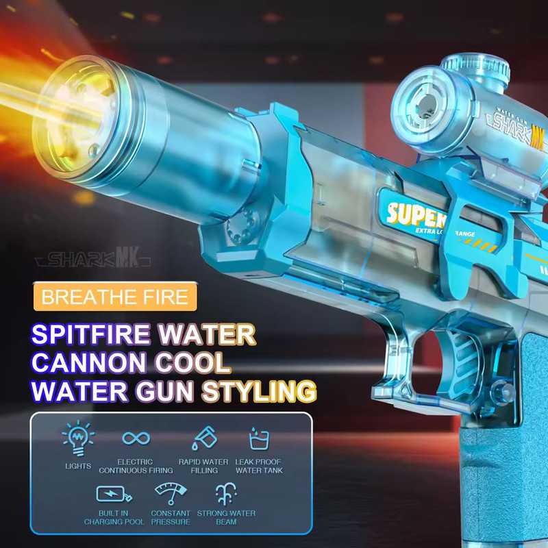 Electric High Pressure Water Gun With Flame Effect LED 2