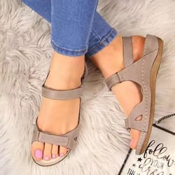 women orthopedic wedge sandals with ankle strap open toe comfortable flats
