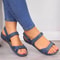 Women Orthopedic Wedge Sandals With Ankle Strap Open Toe Comfortable Flats 7