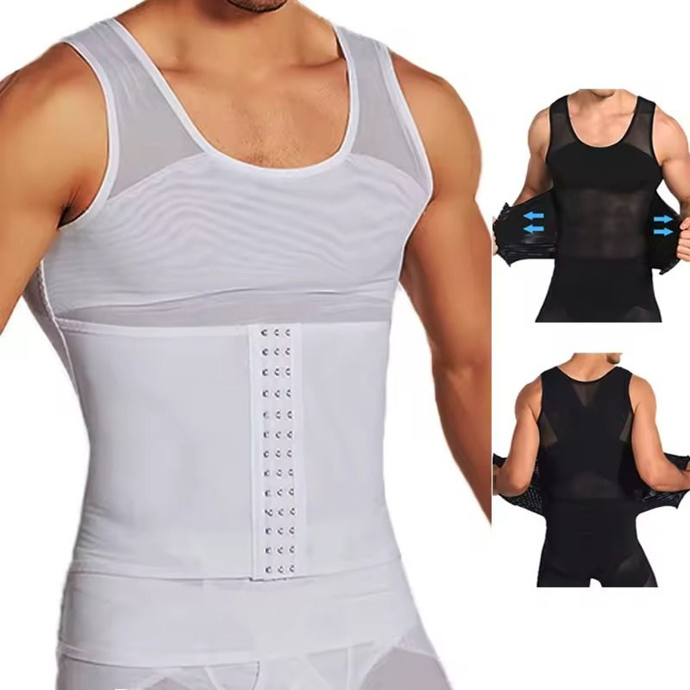 Mens Compression Shaper Vest For Chest And Tummy Slimming Support 0